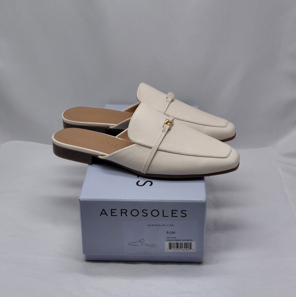 Aerosoles Womens Loafer Mules Size 9.5M Ivory Leather Quiet Luxury Comfort Shoes